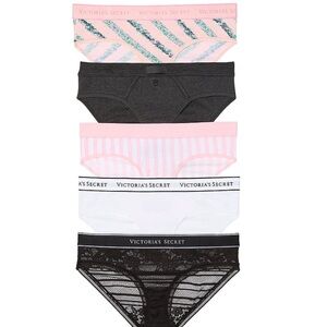 Victoria’s Secret 5-pack Logo Cotton Hiphugger Panties in Smooth Multicolor